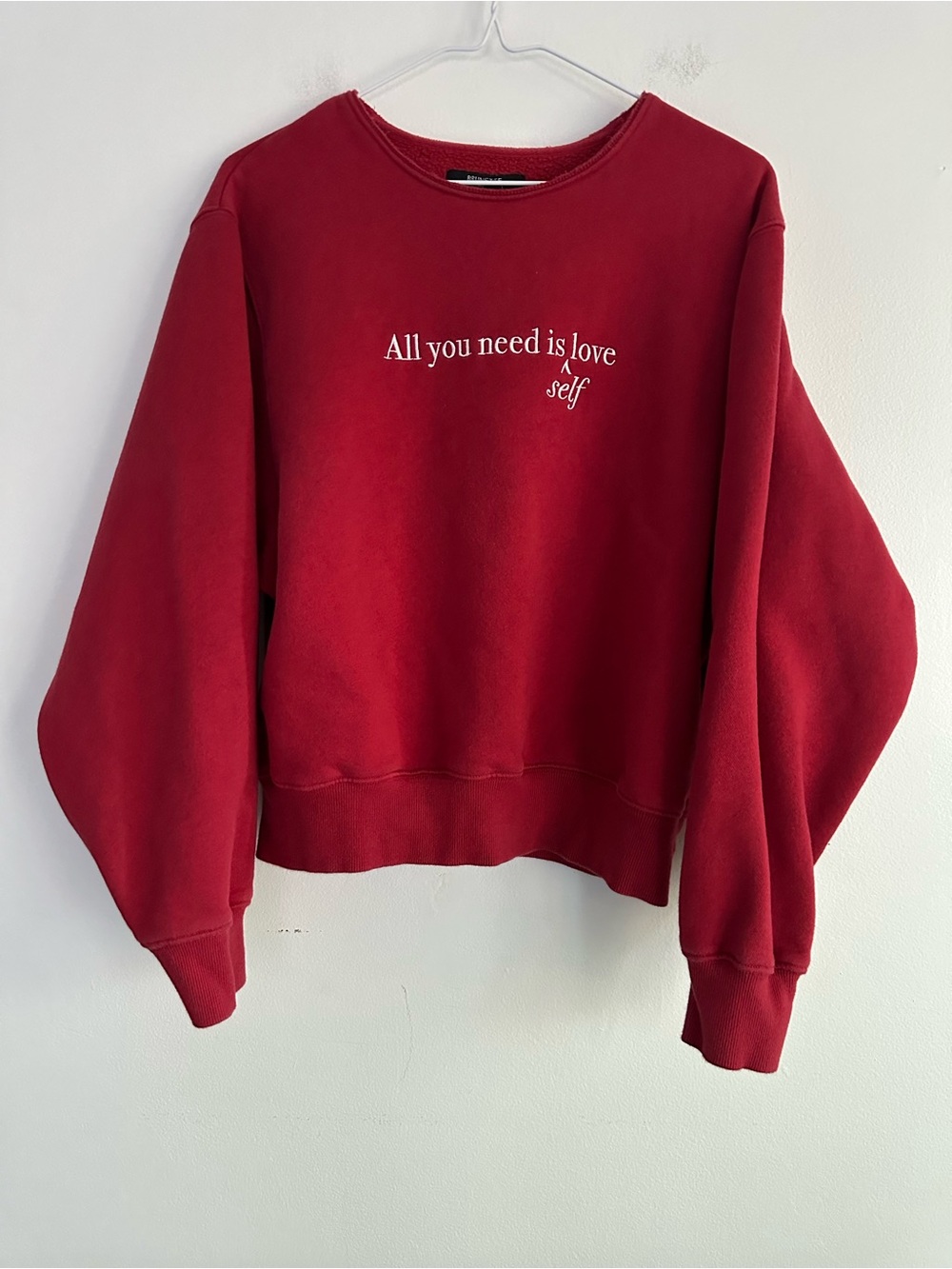 Brunette The Label All You Need is Self Love  Red Sweatshirt‎ Pullover S/M